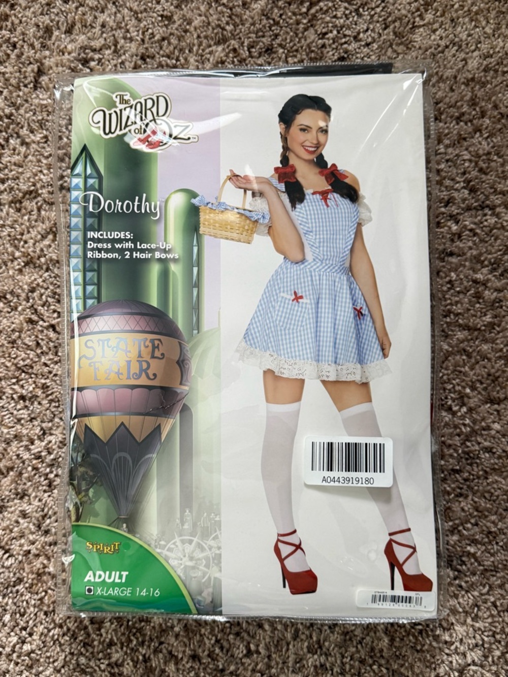 BRAND NEW Spirit Dorothy Blue and White Gingham Dress Costume with Red Accents